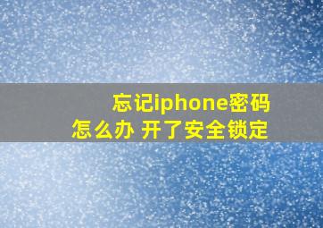 忘记iphone密码怎么办 开了安全锁定